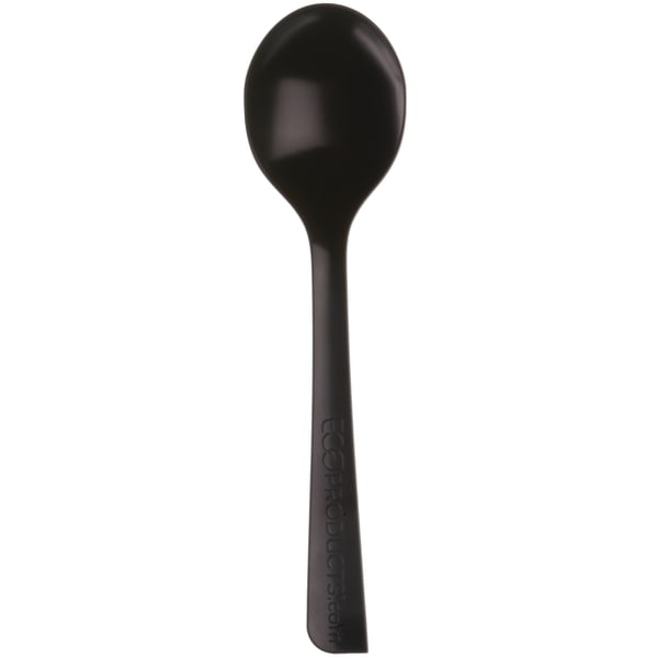 Eco-Products Soup Spoons, 6in, 100% Recycled, Black, Pack Of 1,000 Spoons