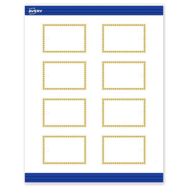 Avery Printable Tags With Sure Feed Technology, 2in x 3in, Matte White With Preprinted Gold Bead Design, Pack Of 80