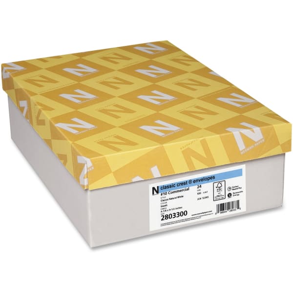 Classic Crest Commercial Flap Envelopes - Commercial - #10 - 4.12in Width x 9.5in Length - 24lb - Flap - Smooth Finish - 500 / Box - Natural White