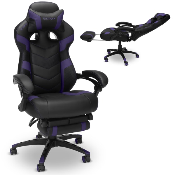 Respawn 110 Pro Ergonomic Bonded Leather Computer Gaming Chair, Black/Purple