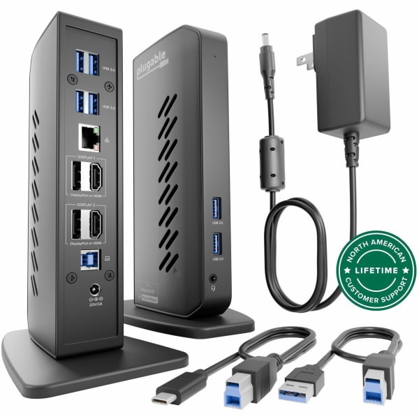 Plugable USB 3.0 and USB-C Dual 4K Display Docking Station with DisplayPort and HDMI  - UD6950Z