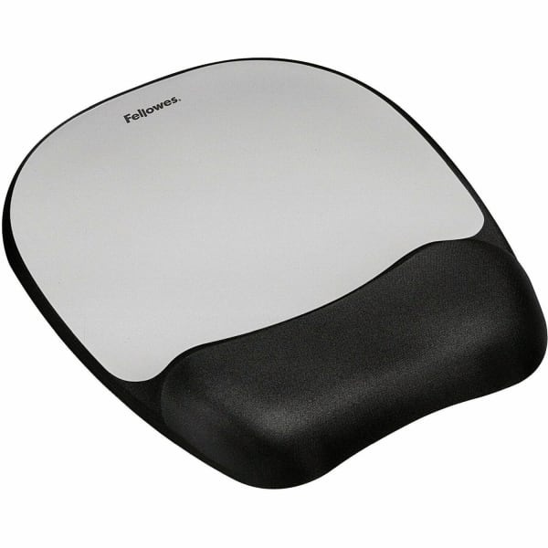 Fellowes Memory foam Mouse Pad/Wrist Rest- Silver Streak - Silver Streak - 1inx7.9inx9.3in Dimension - Silver - 9175801