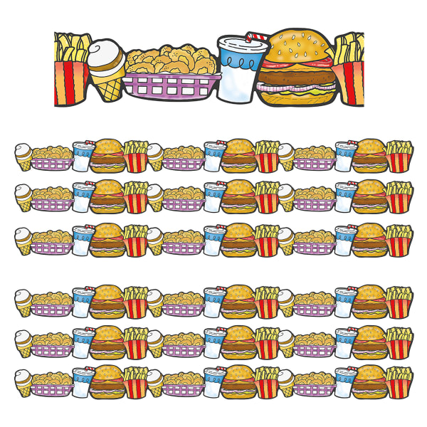 Eureka Extra Wide Deco Trim, Fast Food, 37 Feet Per Pack, Set Of 6 Packs