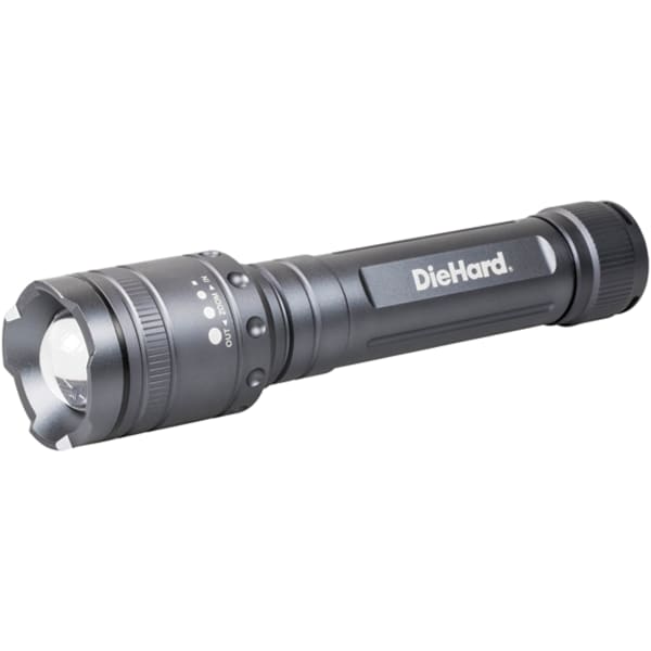 DieHard 2,400-Lumen Battery-Powered Twist Focus Flashlight, 9in x 2in x 2in, Black