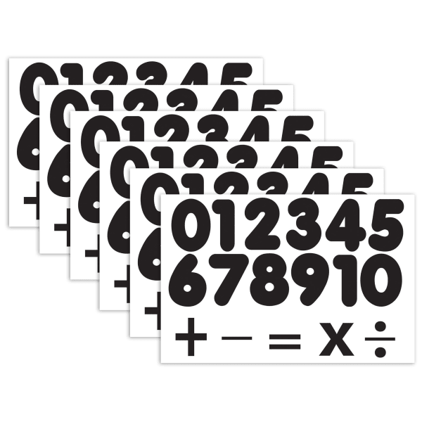 Ashley Productions Die-Cut Magnetic, 1.75in, Black Number Set, 32 Pieces Per Pack, Set Of 6 Packs
