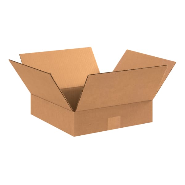 Partners Brand Flat Corrugated Boxes, 12in x 12in x 3in, Kraft, Pack Of 25