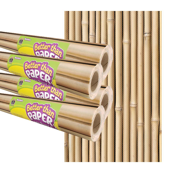 Teacher Created Resources Better Than Paper Bulletin Board Paper Rolls, 4ft x 12ft, Bamboo, Pack Of 4 Rolls