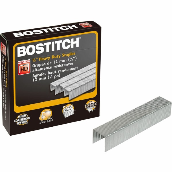 Stanley Bostitch Heavy-Duty Premium Staples, 1/2in, Box Of 1000