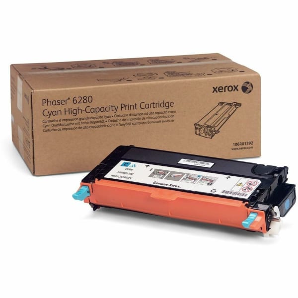 Xerox 6280 Cyan High Yield Toner Cartridge, 106R01392