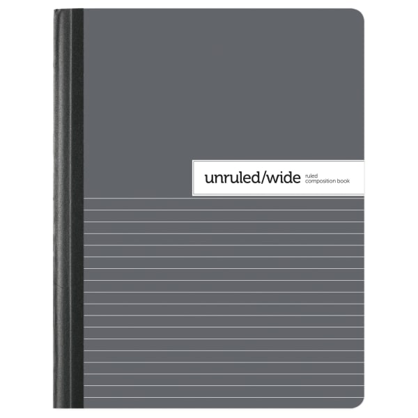 Office Depot Brand Composition Book, 7-1/2in x 9-3/4in, Unruled/Wide Ruled, 100 Sheets, Gray/White