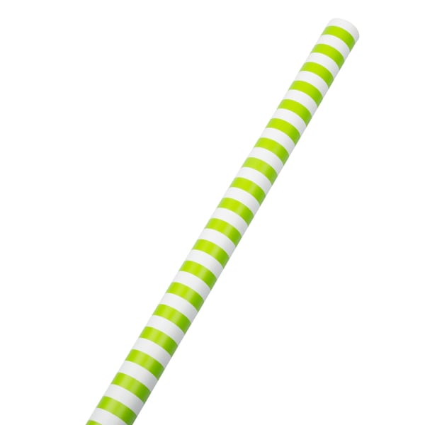 JAM Paper Wrapping Paper, Striped, 25 Sq Ft, Lime Green/White