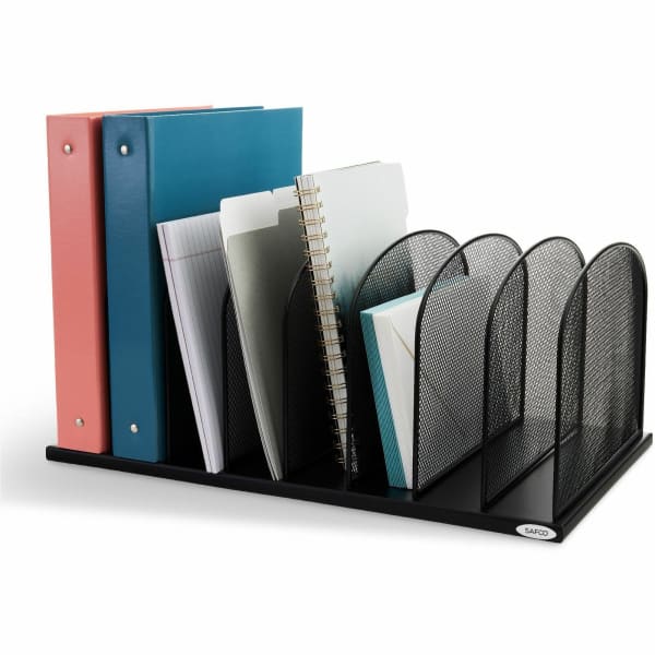 Safco Mesh Desk Organizers - 8 Compartment(s) - 2in - 8.3in Height x 19.3in Width x 11.5in Depth - Desktop - Black - Steel - 1Each