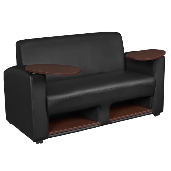 Regency Supernova Loveseat With Tablet Arm And Storage, 33inH x 56inW x 29inD, Black