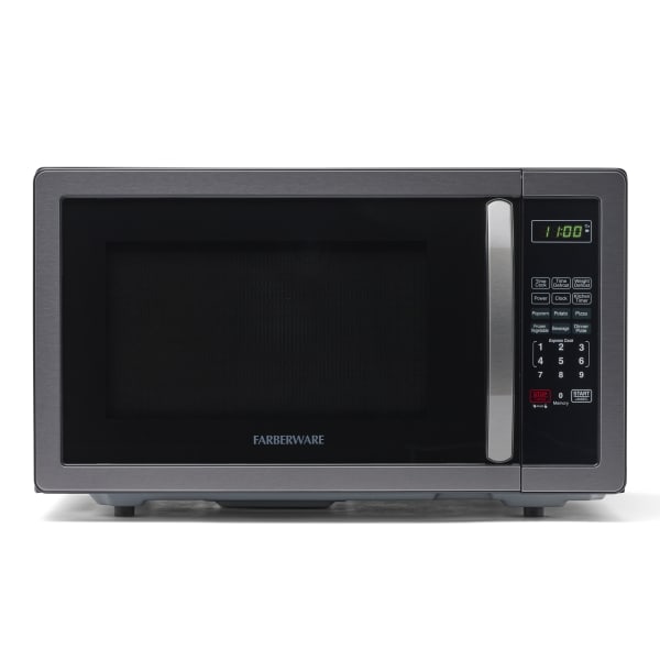 Farberware Classic 1.1 Cu Ft Countertop Microwave, Black/Stainless Steel