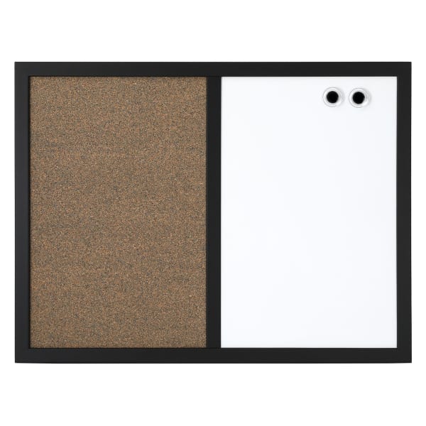 Realspace Magnetic Dry-Erase Whiteboard/Cork Bulletin Board, 24ft" x 36in, Black Frame