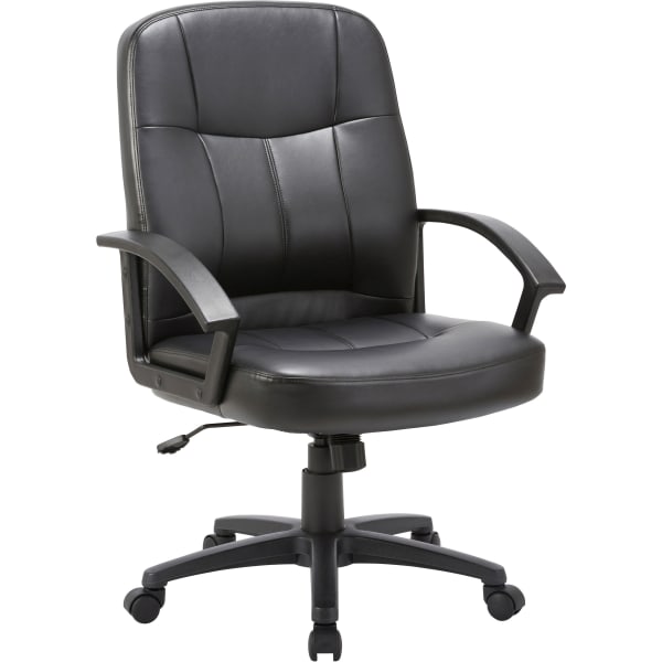 Lorell Chadwick Bonded Leather Mid-Back Chair, Black