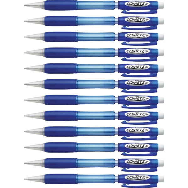 Pentel Cometz Mechanical Pencil, 0.9mm, #2 Lead, Blue Barrel, Pack Of 12