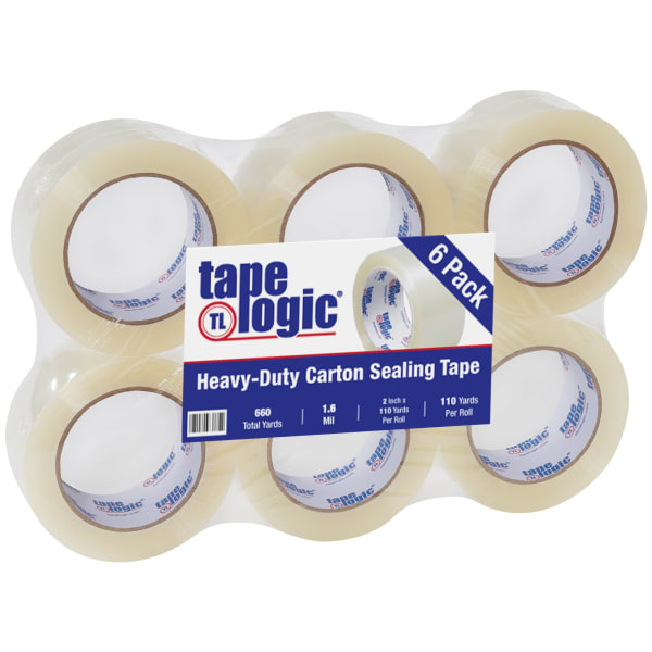 Tape Logic #160 Industrial Tape, 3in Core, 2in x 110 Yd., Clear, Case Of 6