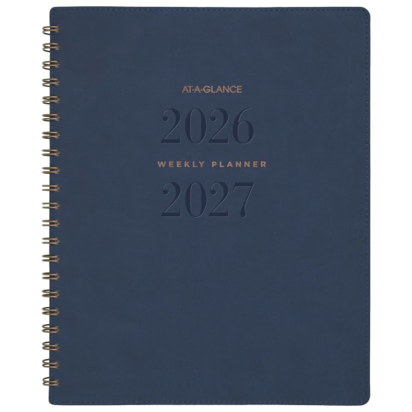 AT-A-GLANCE Signature Collection Academic 2026-2027 Weekly Monthly Planner, Navy, Large, 8 1/2in x 11in