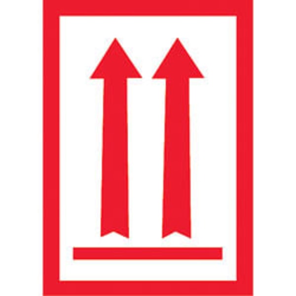 Tape Logic Preprinted Shipping Labels, DL1930, Arrow, 2 Up Arrows Over Bar, 3in x 5in, Red/White, Roll Of 500