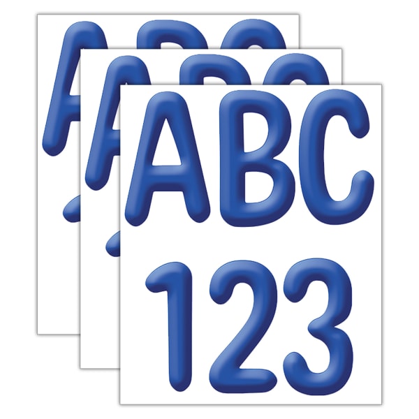 Eureka 4in Deco Letters, Color My World Solid Blue, 180 Letters Per Pack, Set Of 3 Packs