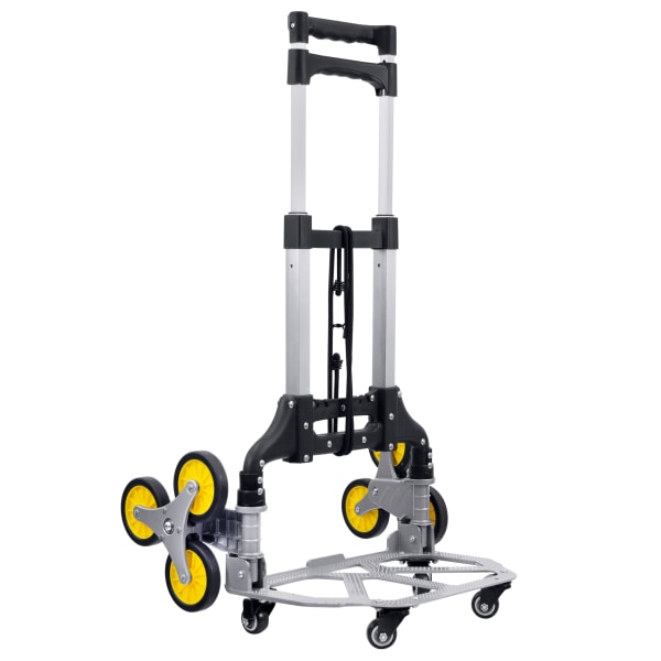 Mount-It! Steel Tri-Wheel Stair Climber Hand Truck, 42inH x 15-1/4inW x 17inD, Silver/Yellow/Black