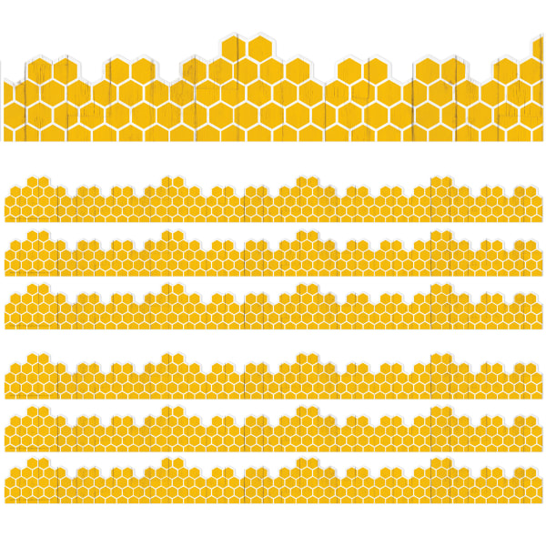 Eureka School Extra-Wide Deco Trim, The Hive Honeycomb, 37' Per Pack, Set Of 6 Packs