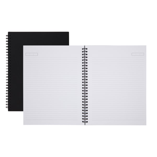 Office Depot Brand Wirebound Business Notebook, Hard Back Cover, 7-1/4in x 9-1/2in, Narrow Ruled, 80 Sheets, Black