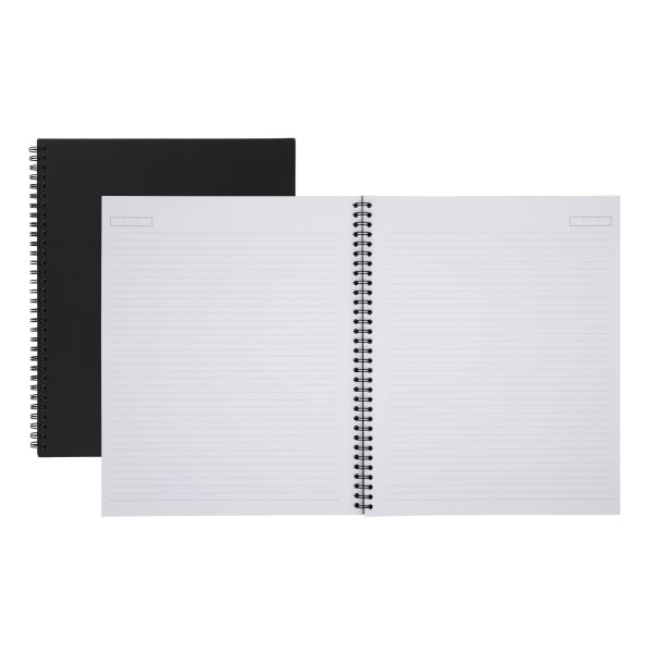 Office Depot Brand Wirebound Business Notebook, Hard Back Cover, 8-7/8in x 11in, 1 Subject, Narrow Ruled, 80 Sheets, Black