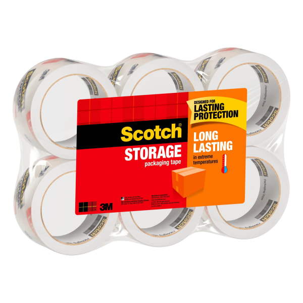 Scotch Long Lasting Storage Packaging Tape, 1-7/8in x 54.6 Yd., Clear, Pack Of 6 Rolls