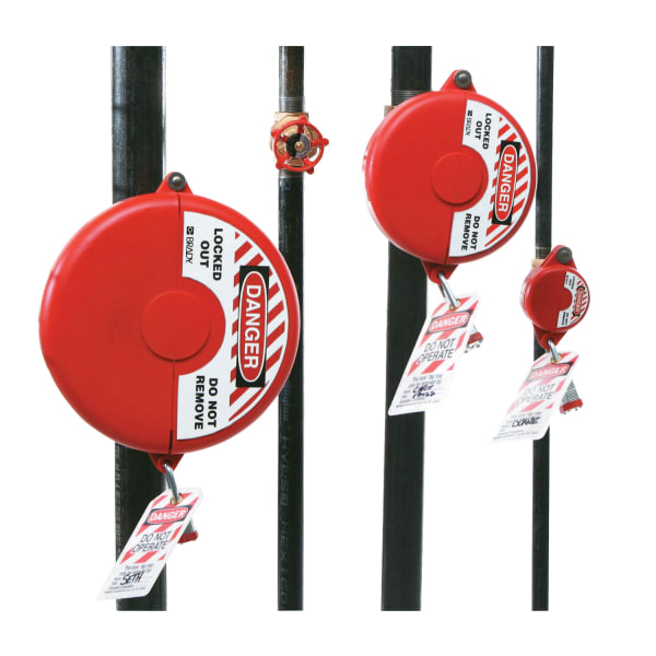 Gate Valve Lockouts, 1 in - 2 1/2 in Handle Size, Red
