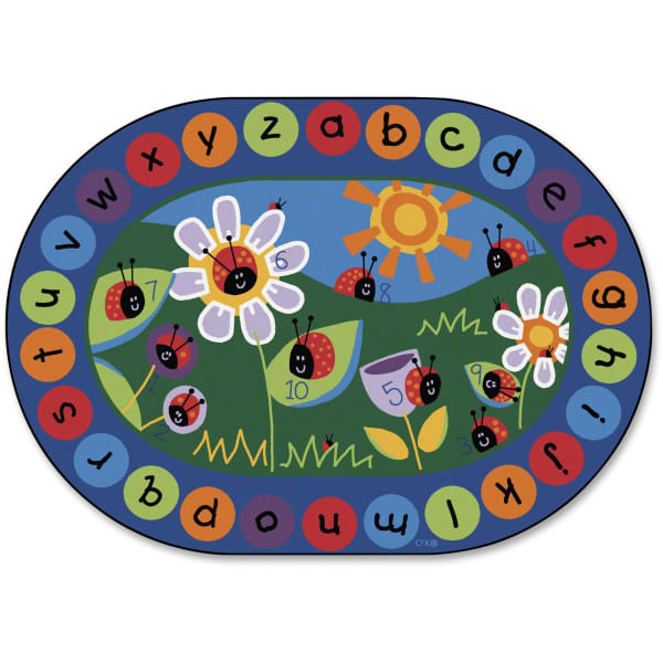 Carpets for Kids Premium Collection Ladybug Circletime Classroom Rug, 6ft9in x 9ft5in, Blue
