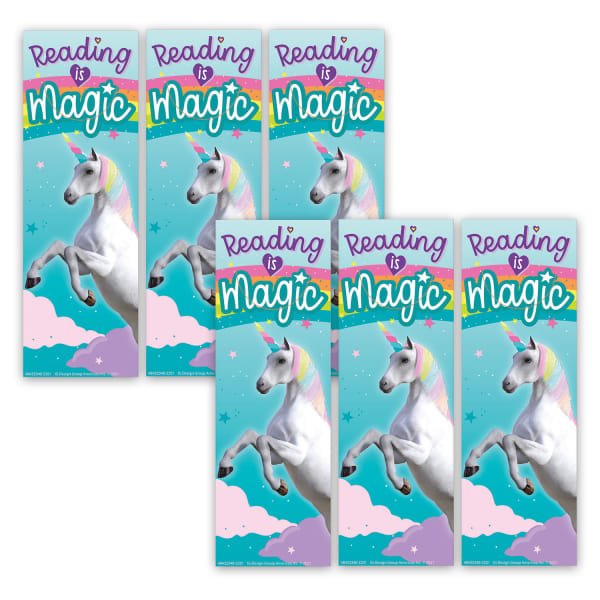 Eureka Bookmarks, 2in x 6in, Unicorn Reading is Magic, 36 Per Pack, Set Of 6 Packs