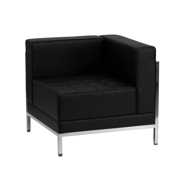 Flash Furniture HERCULES Imagination Series Contemporary LeatherSoft Modular Right Corner Chair with Quilted Tufted Seat and Encasing Frame, Black