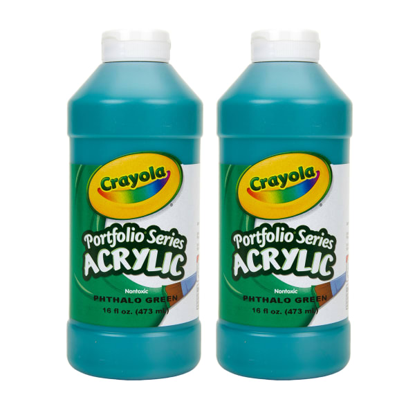 Crayola Portfolio Series Acrylic Paint, 16 oz., Phthalo Green, Pack Of 2
