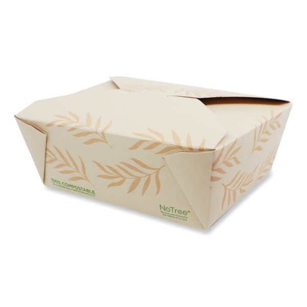 World Centric NoTree Folded Takeout Containers, 46 Oz, Natural, Pack Of 300 Containers