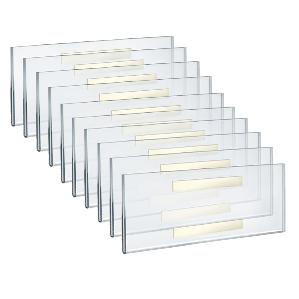 Azar Displays Adhesive Acrylic Horizontal U-Frame Sign Holders, 4-1/4inH x 11inW x 1/4inD, Clear, Pack Of 10 Sign Holders