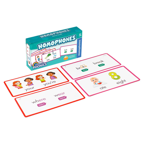 Junior Learning Rainbow Phonics Homophones Cards, Grade 1 - 12