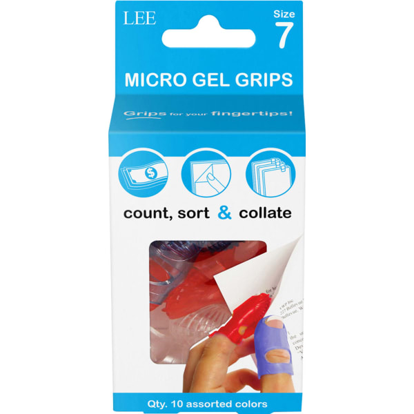 Lee Tippi Micro-Gel Fingertip Grips, Size 7, Medium, Assorted Colors, Pack Of 10