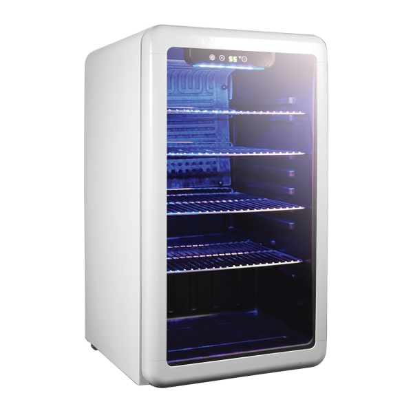 Magic Chef 3.4 Cu. Ft. Retro Beverage Cooler, 30-3/4inH x 17-1/2inW x 19-3/4inD, White