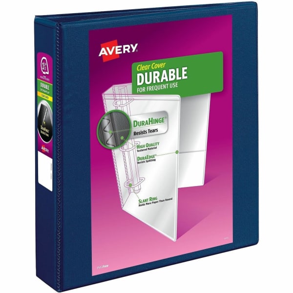 Avery Durable Reference View 3-Ring Binder, 1 1/2in Slant Rings, Navy