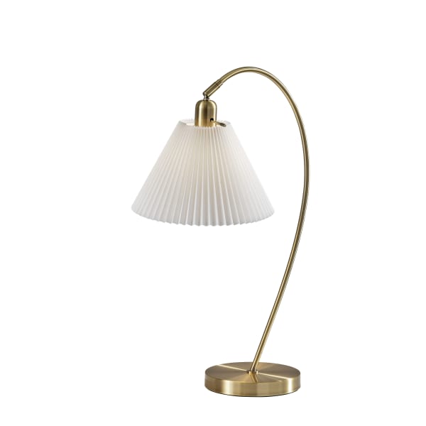 Adesso Delaney Table Lamp, 25-15/16inH, Off-White Shade/Antique Brass Base