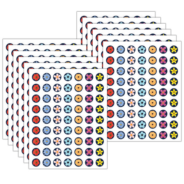 Teacher Created Resources Mini Stickers, 1/2in, Wildflowers, 378 Stickers Per Pack, Bundle Of 12 Packs