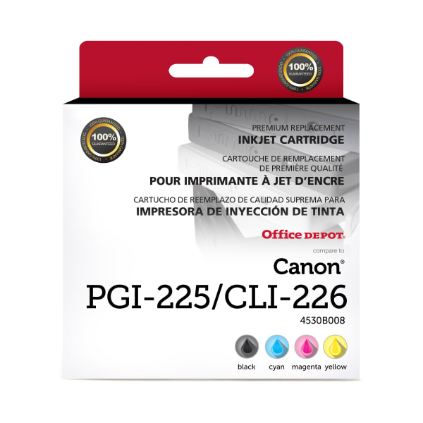 Office Depot Brand Remanufactured Black, Magenta, Cyan, Yellow Inkjet Cartridge Replacement For Canon PGI-225/CLI-226, Pack Of 4