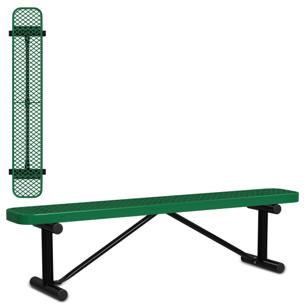 Leisure Craft Outdoor Bench, 18-3/8inH x 72inW x 15inD, Black/Green