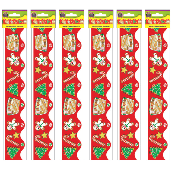 Teacher Created Resources Border Trim, Christmas, 35ft Per Pack, Set Of 6 Packs