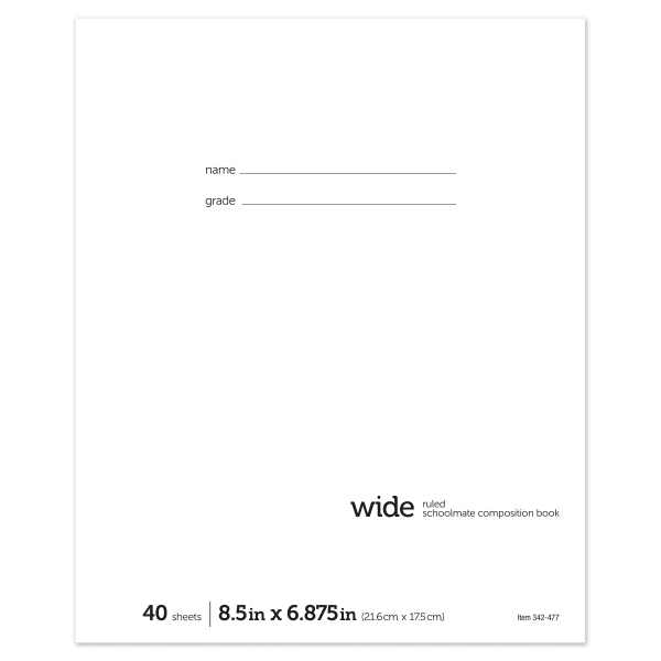 Office Depot Brand Schoolmate Composition Book, 6-7/8in x 8-1/2in, Wide Ruled, 40 Sheets