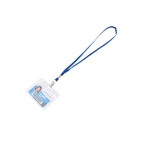 Advantus Flat Clip Lanyard - 36in Length - Blue - Woven, Metal - 100 / Box