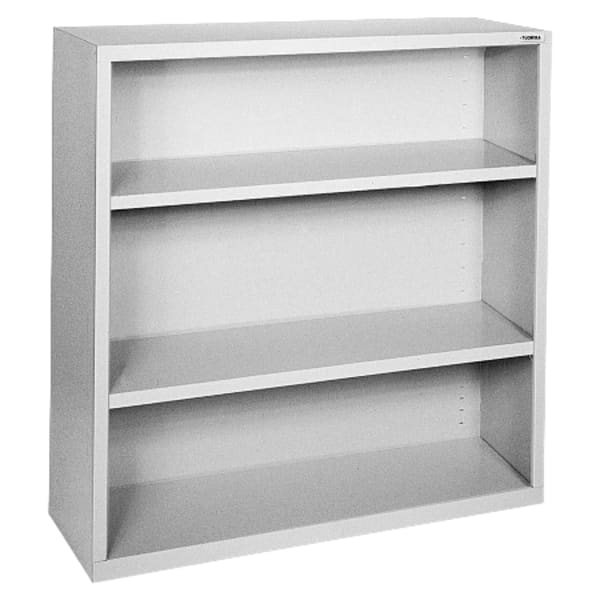 Lorell Fortress Series Steel Modular Shelving Bookcase, 3-Shelf, 42-1/2inH x 34-1/2inW x 13inD, Light Gray