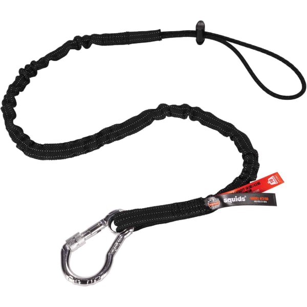 Ergodyne Squids 3100 10-Lb Single-Carabiner Tool Lanyard, 35in, Black